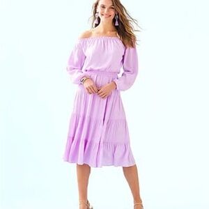Lilly Pulitzer Lavender Off-Shoulder Long Sleeve Dress